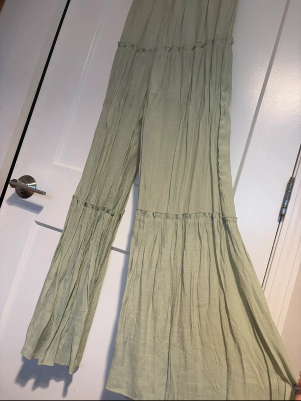 Strapless Light Green Smocked Maxi Jumpsuit - Picture 2 of 2